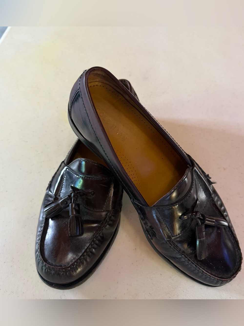 Cole Haan Pinch Tassel Burgundy Leather Loafers Men's Size 8.5 D